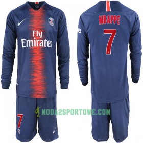 Koszulka Paris Saint-Germain Mbappe 7 Dziecięcy Domowe Stroje Piłkarskie 2018-2019 Długi Rękaw